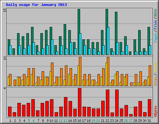 Daily usage for January 2013